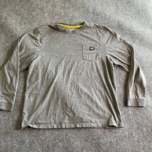 Caterpillar Mens XXL Gray Long Sleeve Pocket T-Shirt CAT Workwear Logo Tee
